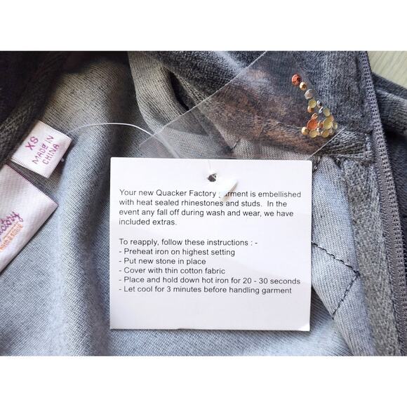 VEST-QUACKER FACTORY-Gray Velour-Sleeveless-Rhinestones-Zipper-SIZE XS - Picture 9 of 15